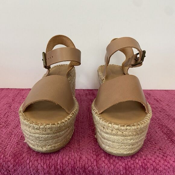 Soludos Minorca Platform Espadrille Sandals Nude Tan Leather Size 8 - Picture 3 of 11
